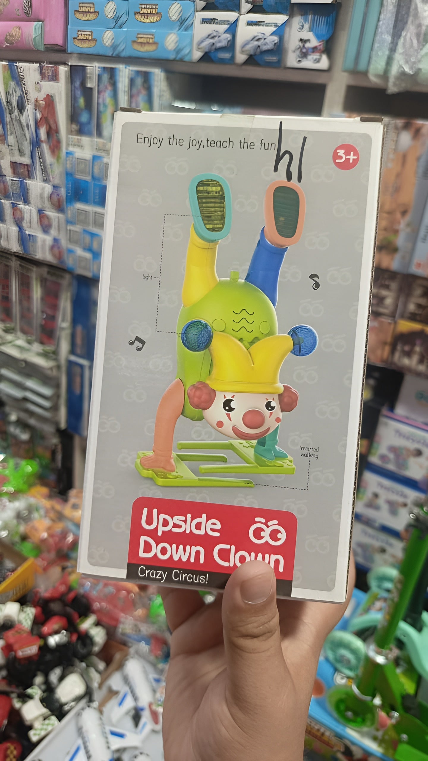 Electric Upside-Down Dancing Clown Toy with Music &amp; Flashing Lights ? Battery Operated, Multicolor, Fun Interactive Gift for Kids Above 3 Years (Random Color)