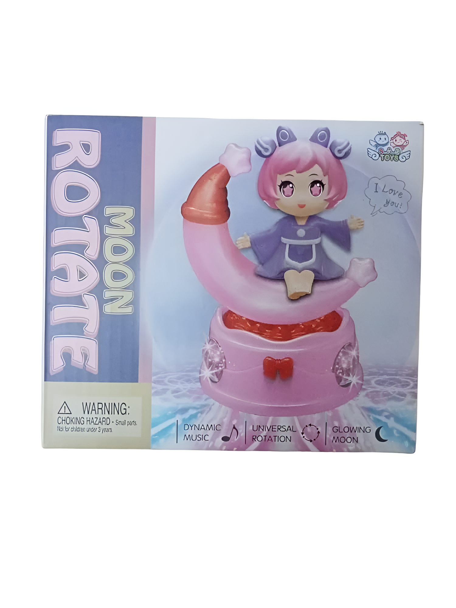 Rotating Moon Doll Toy With LED Lights &amp; Music ? Adorable Crescent Moon Design, Universal Rotation, Safe for Kids 3, Pink &amp; Purple Gift for Fun and Sensory Play (Random Color)