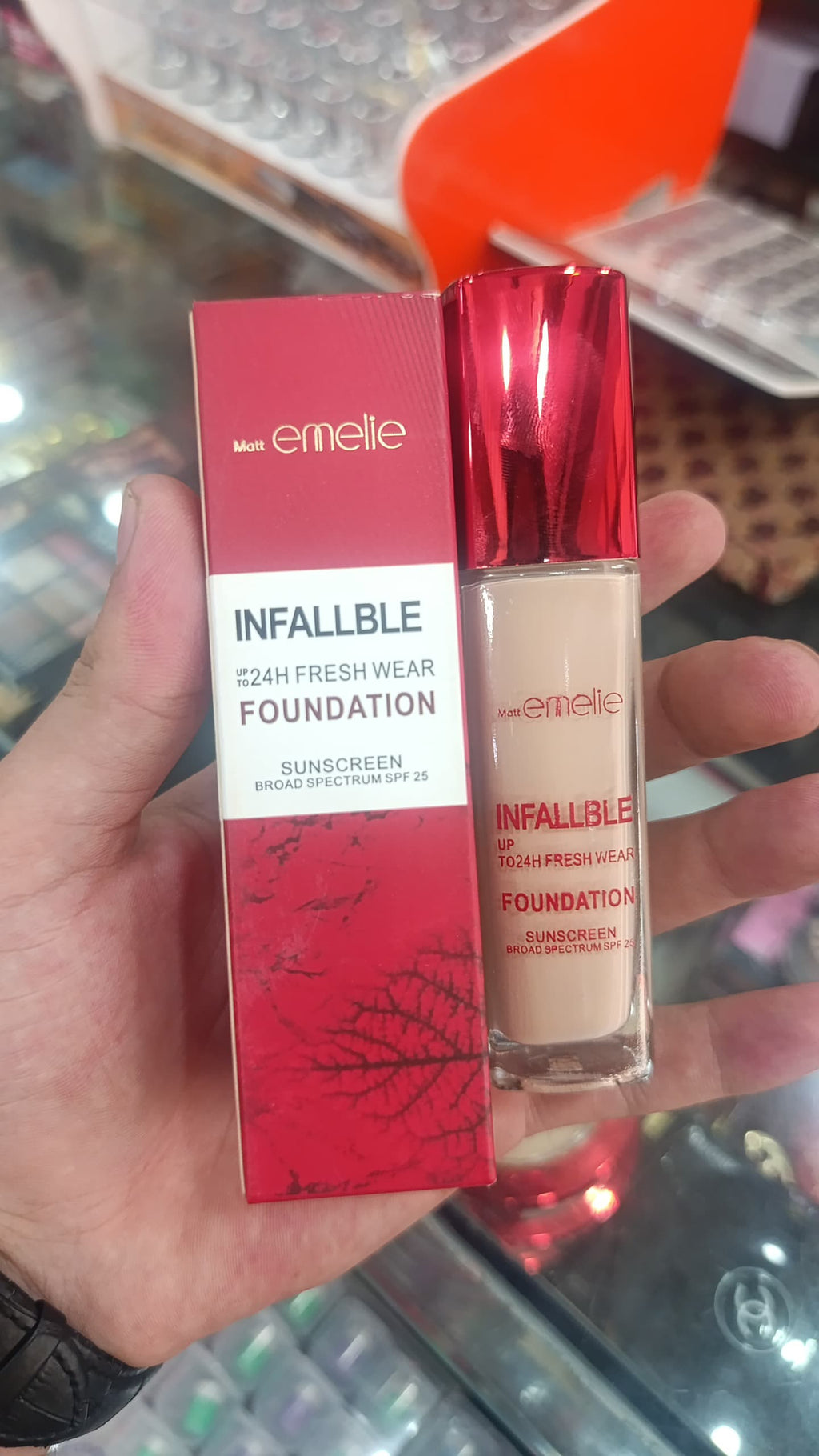 Emelie Cosmetics Infallible 24H Fresh Wear Foundation ? Natural Matte Finish, Long-Lasting, Waterproof, Sweat &amp; Heat Proof with SPF 25