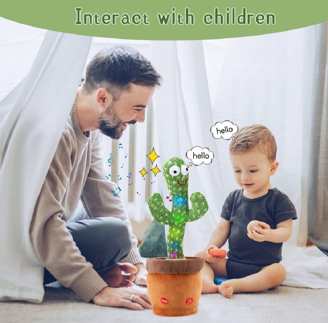 Rechargeable Cute Dancing Cactus Toy for Kids | Talking Dancing Shaking &amp; Talk Back with Lights | Happy Birthday Gift (With Box)