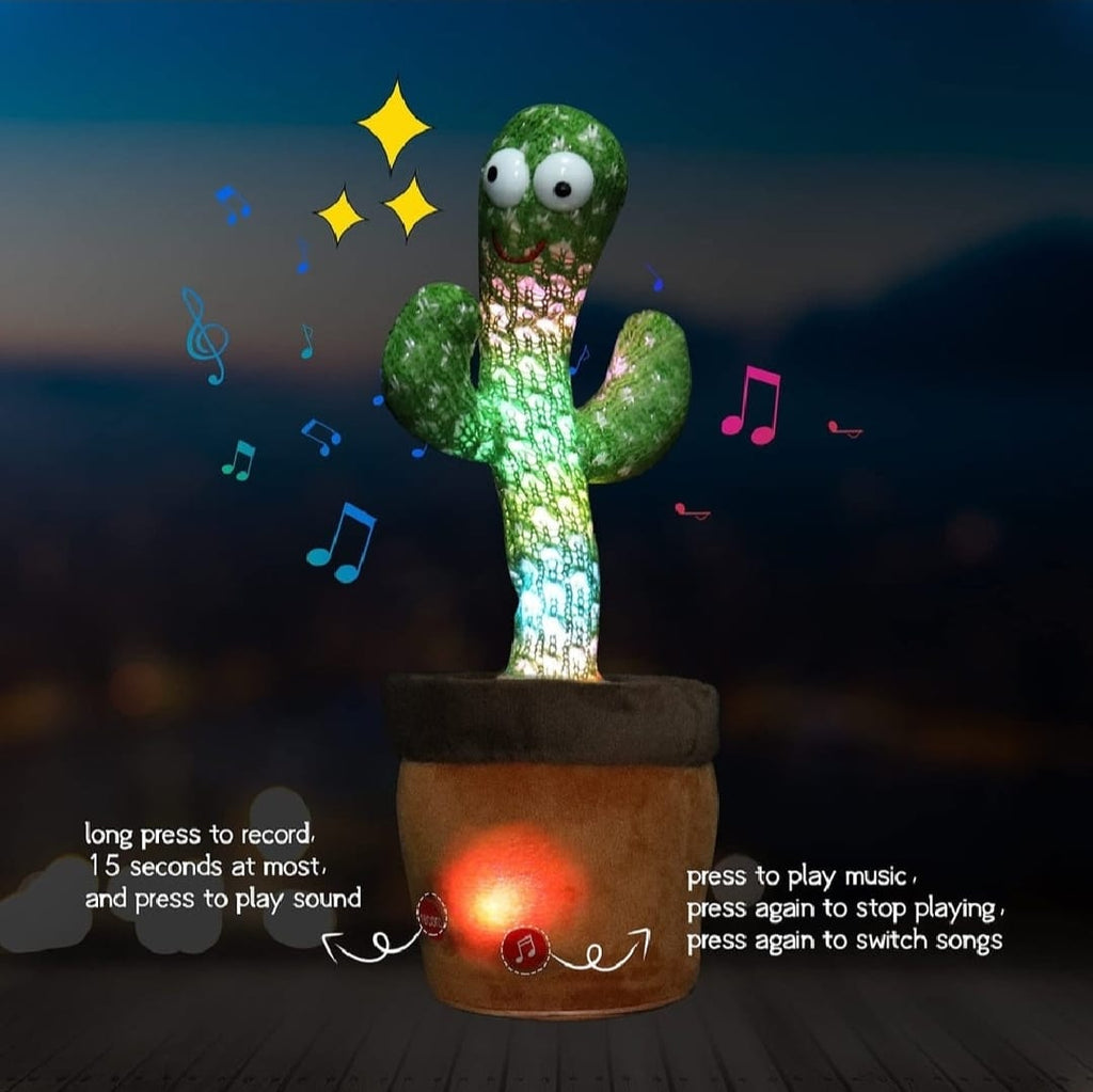 Rechargeable Cute Dancing Cactus Toy for Kids | Talking Dancing Shaking &amp; Talk Back with Lights | Happy Birthday Gift (With Box)