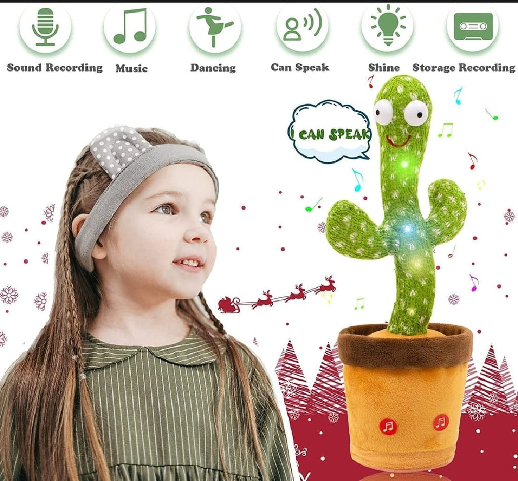 Rechargeable Cute Dancing Cactus Toy for Kids | Talking Dancing Shaking &amp; Talk Back with Lights | Happy Birthday Gift (With Box)