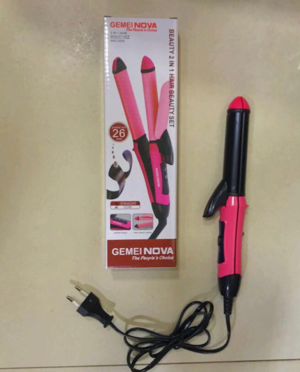 Nova 2-in-1 Hair Straightener &amp; Curler ? Model NH-2009, Quick Heat-Up Ceramic Plates for Smooth Straightening &amp; Effortless Curls, Portable Dual-Use Styling Tool for All Hair Types