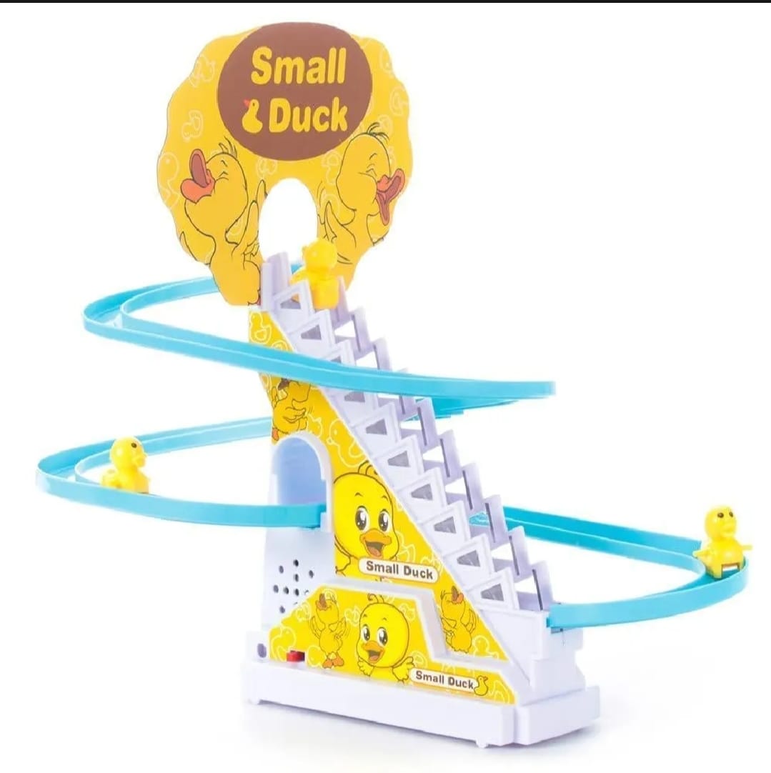 Duck Slide Toy Set, Funny Automatic Stair-Climbing Ducklings Cartoon Race Track Set Little Lovely Duck Slide Toy Escalator Toy with Lights and Music (3 sliding ducks)
