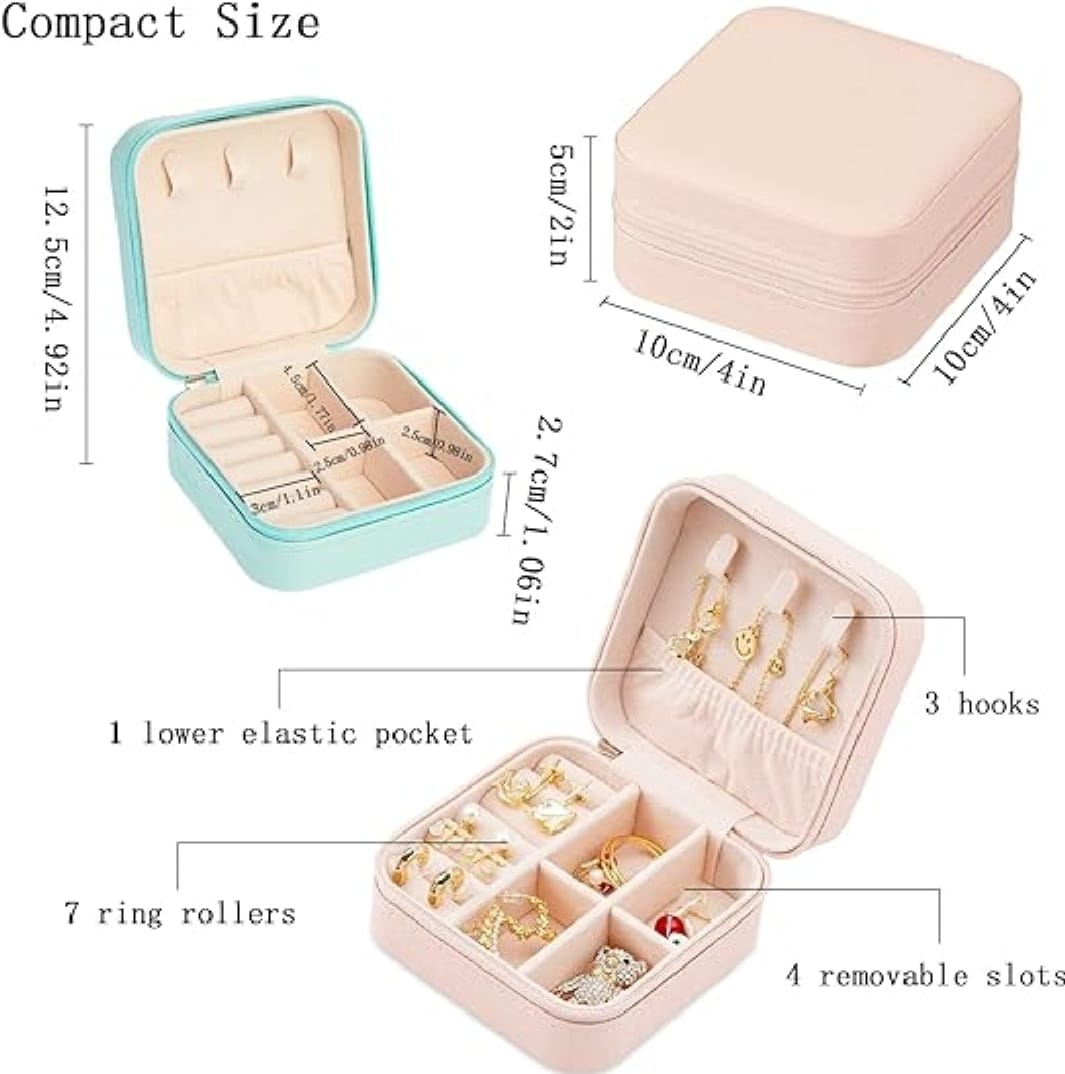 Jewelry Organizer  Box , Mini Jewelry Box Travel PU Leather, Small Jewelry Box Portable Travel Jewelry Box for Rings Earrings Necklace Bracelets Watch Gift for Women Girls | Jewelry Organizer Box 