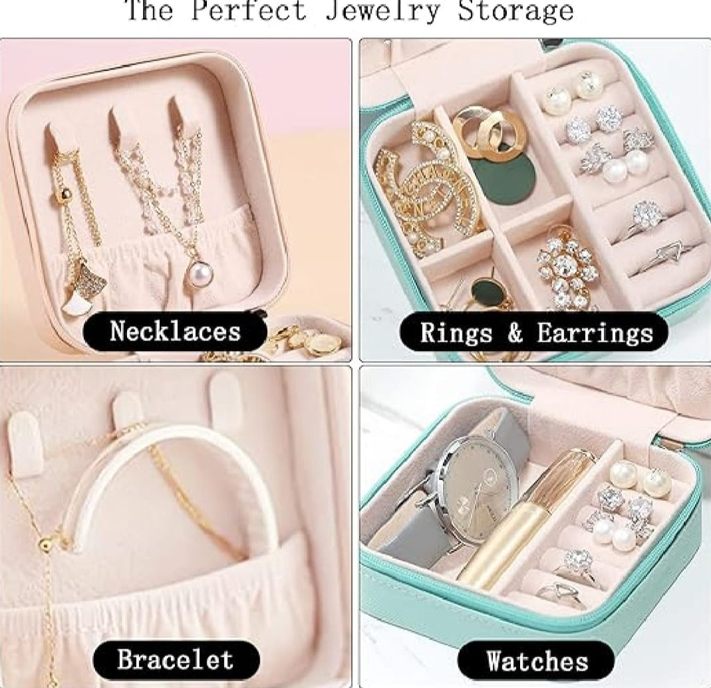 Jewelry Organizer  Box , Mini Jewelry Box Travel PU Leather, Small Jewelry Box Portable Travel Jewelry Box for Rings Earrings Necklace Bracelets Watch Gift for Women Girls | Jewelry Organizer Box 