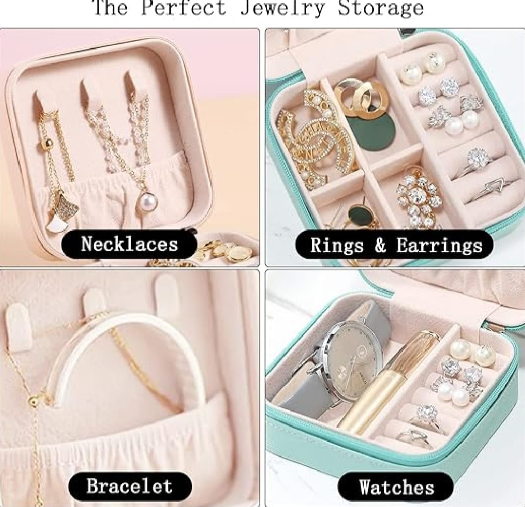 Jewelry Organizer  Box , Mini Jewelry Box Travel PU Leather, Small Jewelry Box Portable Travel Jewelry Box for Rings Earrings Necklace Bracelets Watch Gift for Women Girls | Jewelry Organizer Box 