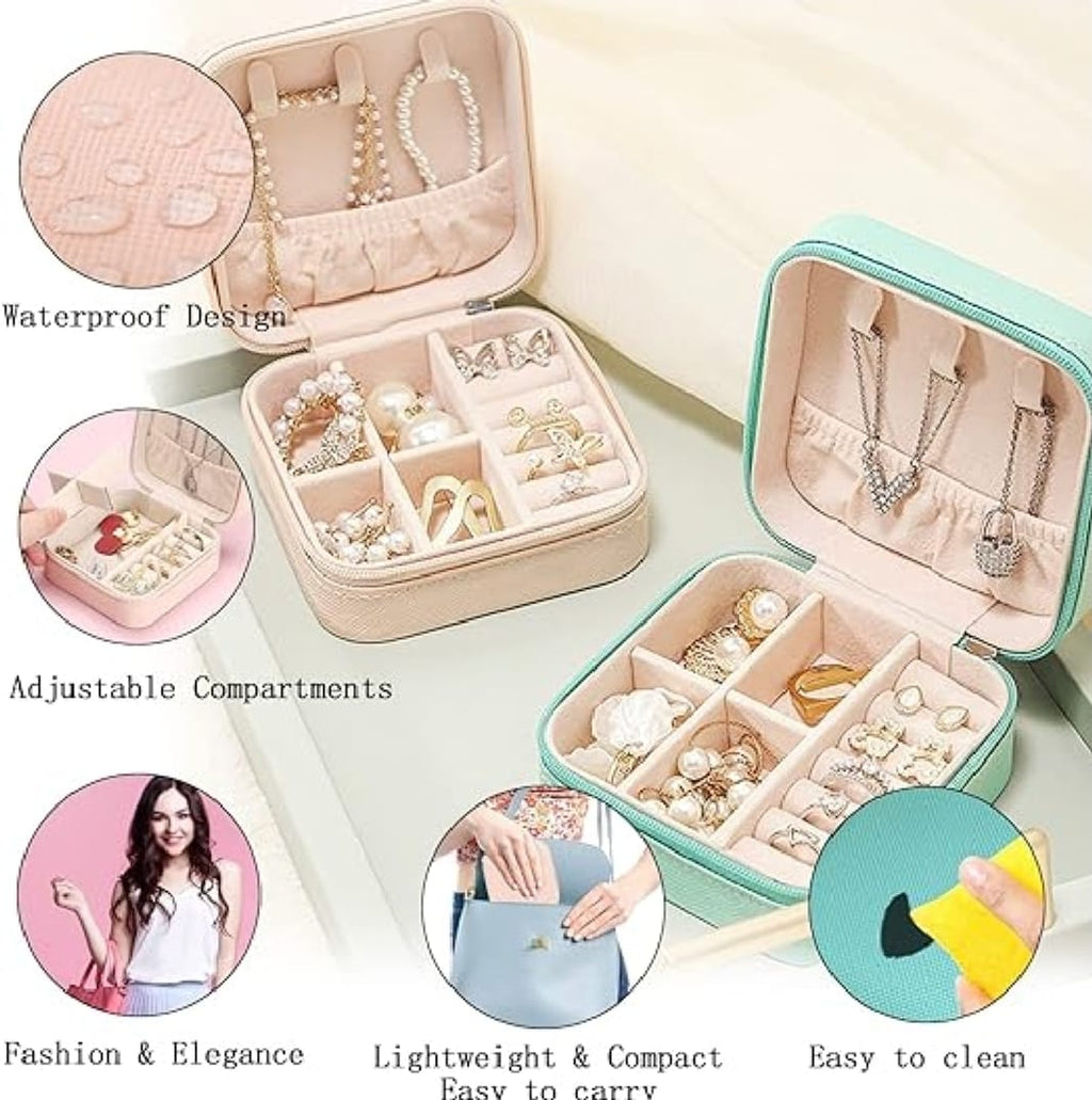 Jewelry Organizer  Box , Mini Jewelry Box Travel PU Leather, Small Jewelry Box Portable Travel Jewelry Box for Rings Earrings Necklace Bracelets Watch Gift for Women Girls | Jewelry Organizer Box 