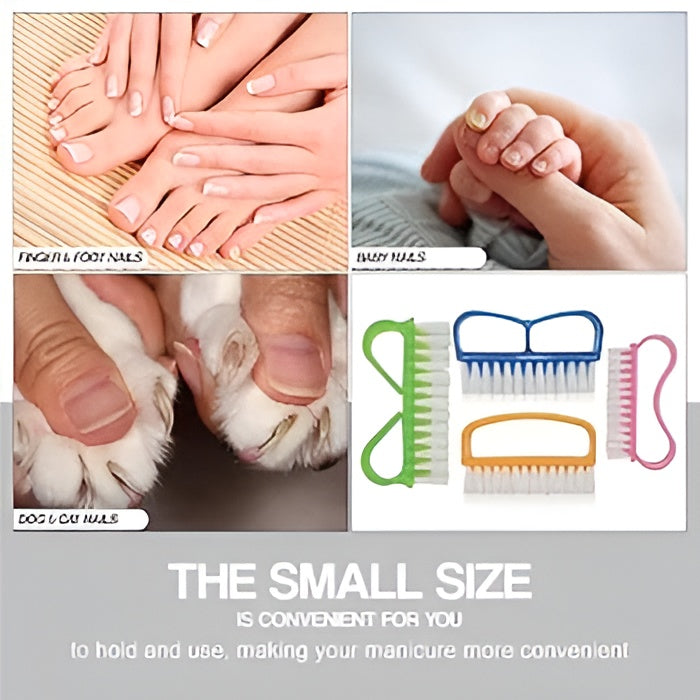 Pack Of 3 Nail Brush Set with Handle ? Soft &amp; Durable Bristles for Cleaning Hands, Feet, Nails &amp; Cuticles, Removes Dirt, Grime &amp; Grease, Assorted Colors (Random Color)