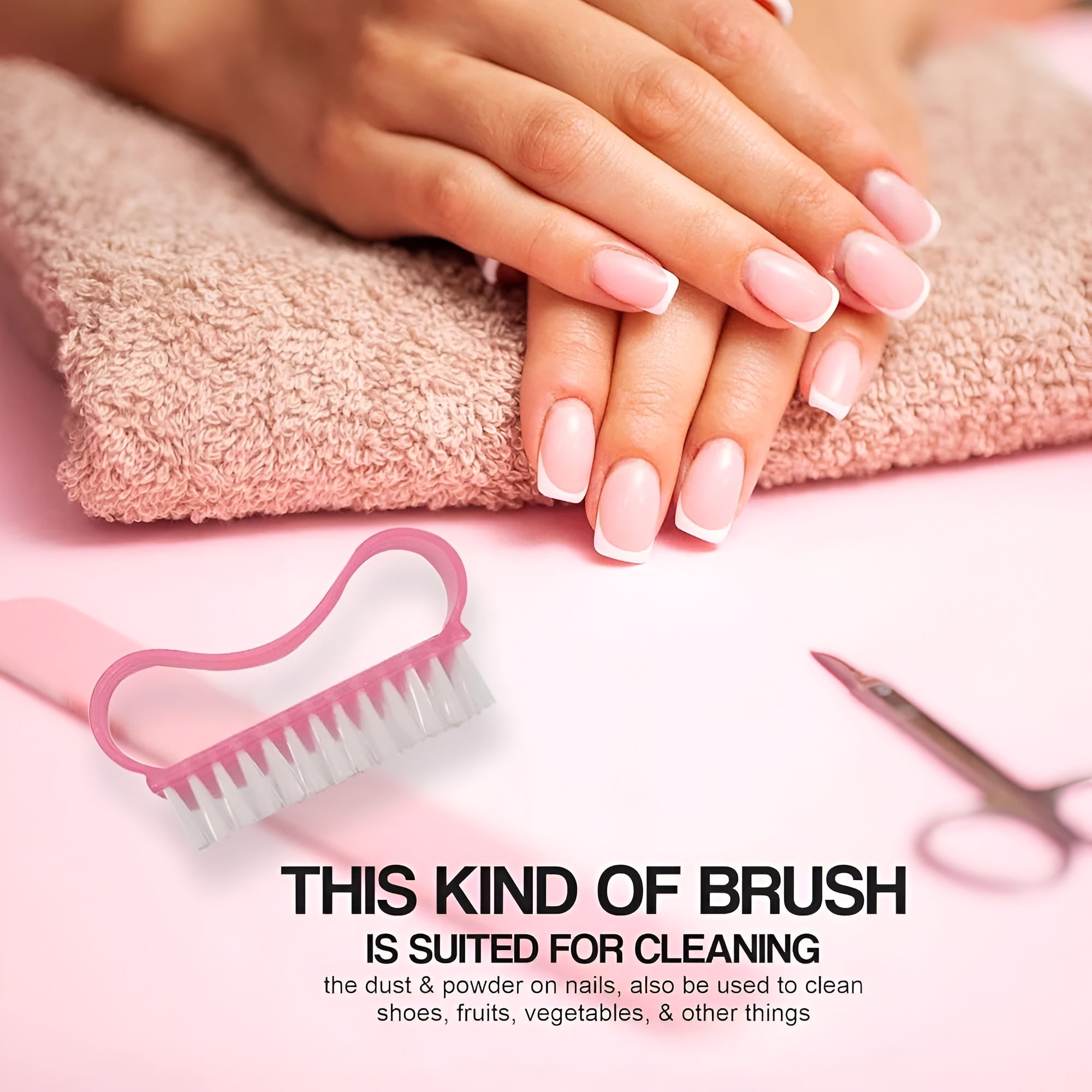 Pack Of 3 Nail Brush Set with Handle ? Soft &amp; Durable Bristles for Cleaning Hands, Feet, Nails &amp; Cuticles, Removes Dirt, Grime &amp; Grease, Assorted Colors (Random Color)