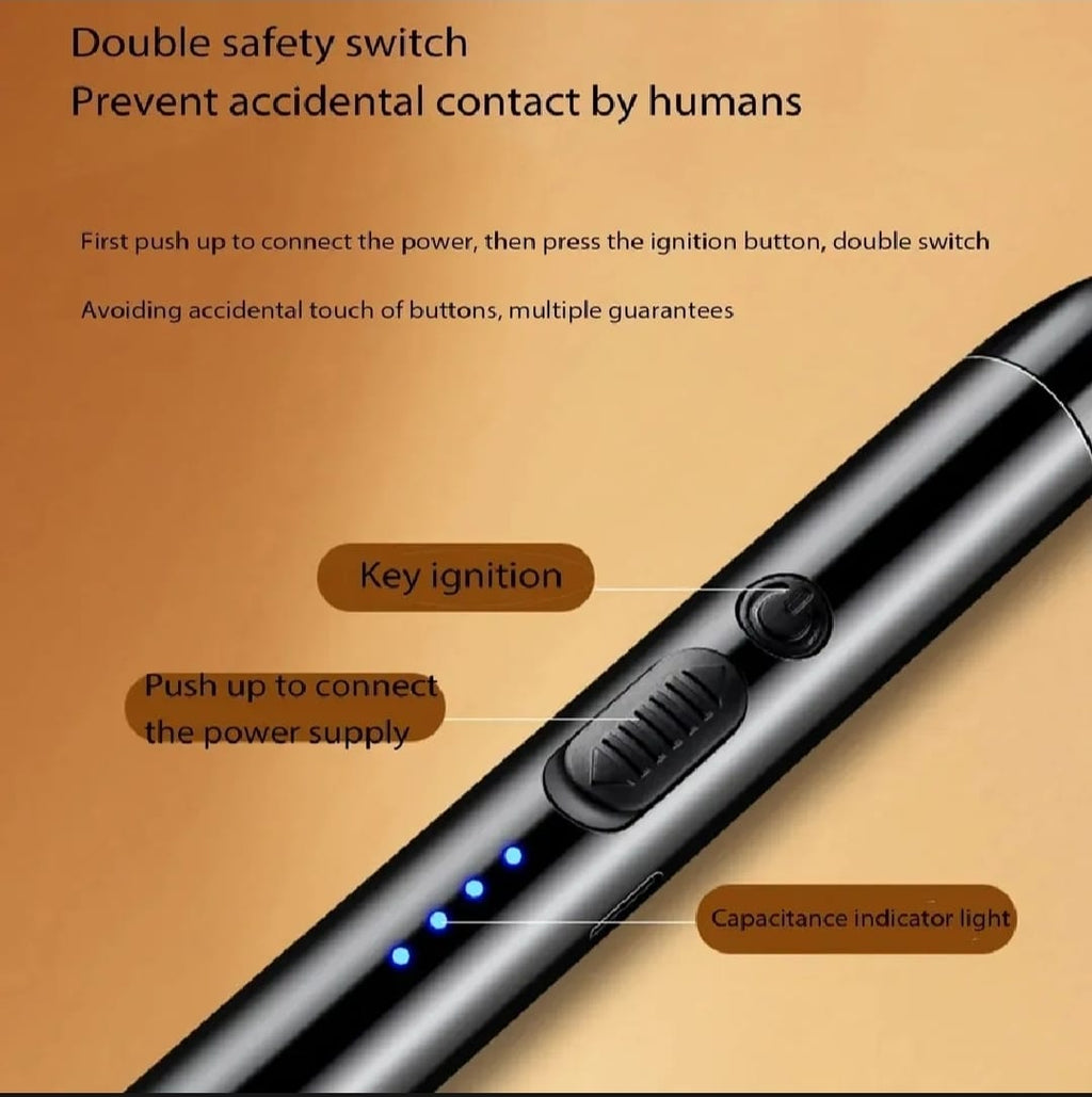 360° Outdoor Kitchen Lighter ? USB Rechargeable Plasma Arc Lighter with Safety Lock &amp; Flexible Elbow for Candles, BBQ &amp; Stoves (Random Color)