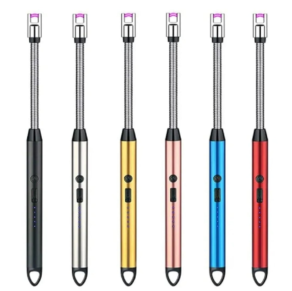 360° Outdoor Kitchen Lighter ? USB Rechargeable Plasma Arc Lighter with Safety Lock &amp; Flexible Elbow for Candles, BBQ &amp; Stoves (Random Color)