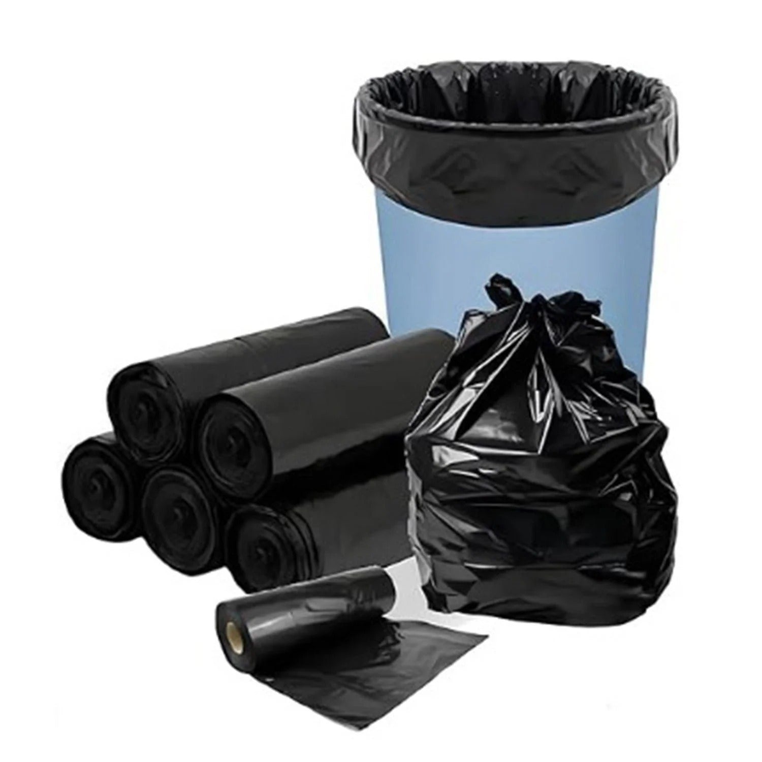 Black Garbage Bags Roll ? Leak Proof, Heavy Duty Disposable Trash Bags for Dustbin, Diapers, Waste &amp; Storage, Portable Plastic Bin Bags