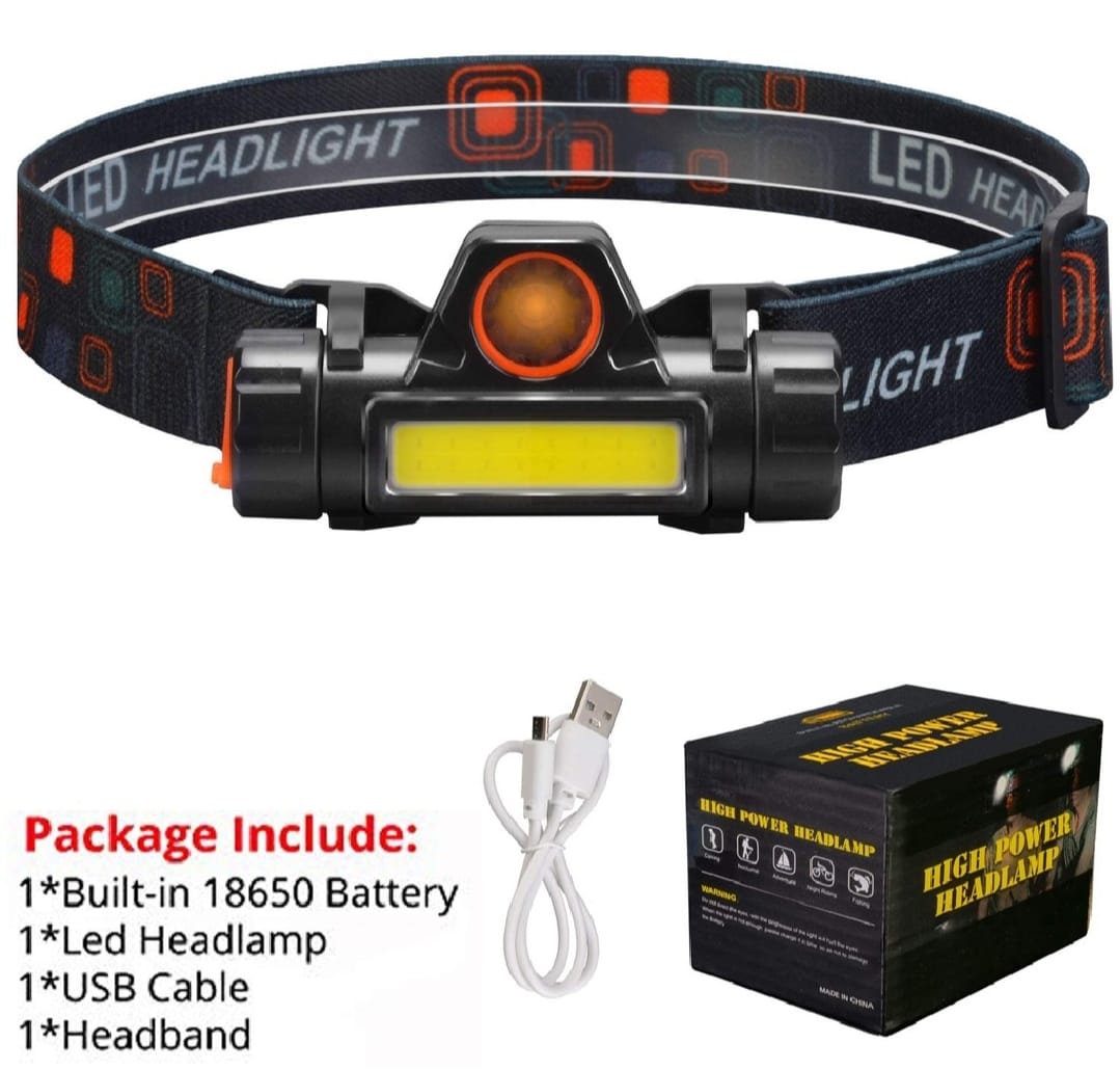 Rechargeable High Power LED Headlamp ? Waterproof Headlight with Adjustable Brightness, Magnetic Side &amp; Ergonomic Strap for Camping, Hiking, Fishing &amp; Outdoor Use