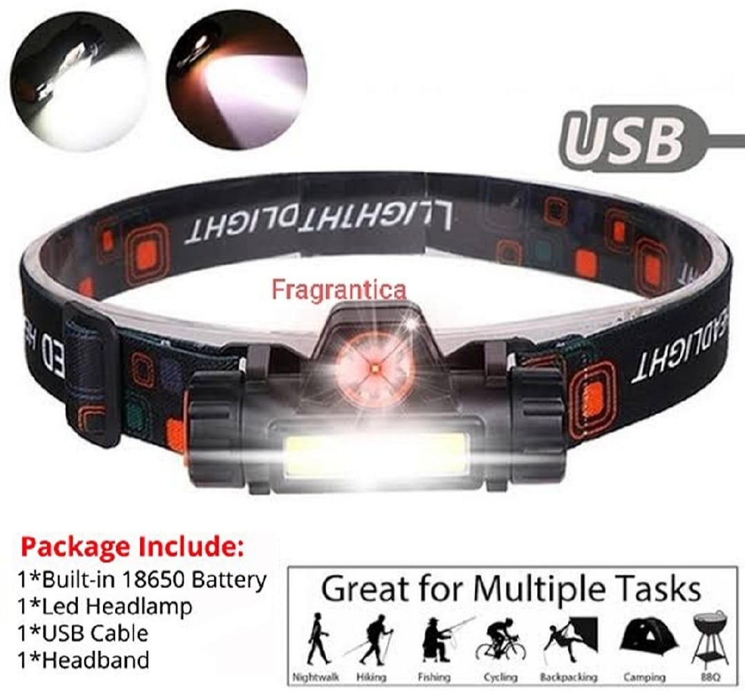 Rechargeable High Power LED Headlamp ? Waterproof Headlight with Adjustable Brightness, Magnetic Side &amp; Ergonomic Strap for Camping, Hiking, Fishing &amp; Outdoor Use