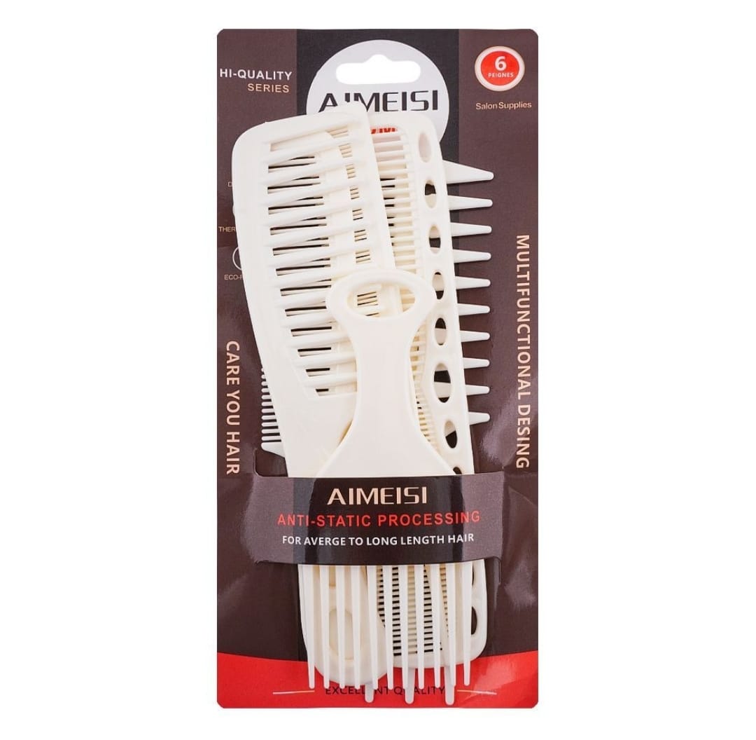Aimeisi Multifunctional Hair Comb Set ? 6 Pcs Durable Styling Combs for Medium to Long Hair