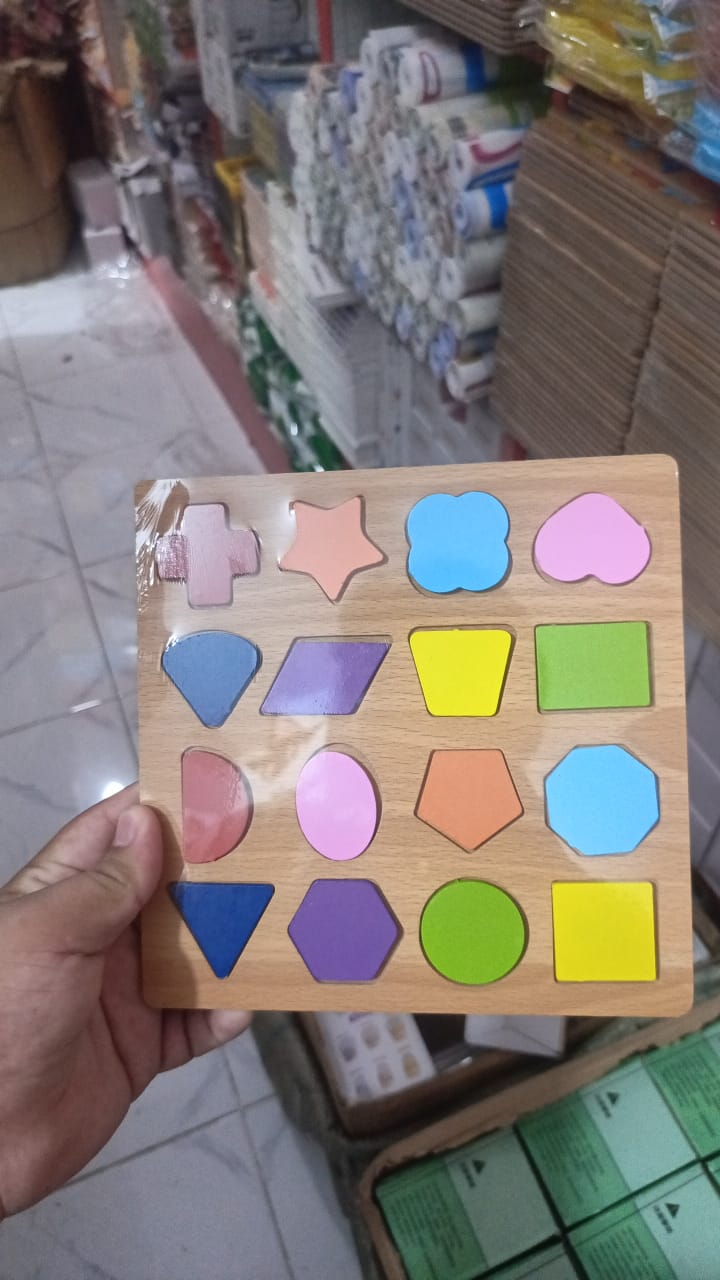 Colorful Geometric Shapes Wooden Cognitive Board Puzzle ? Educational Learning Toy for Kids (1?3 Years, Safe &amp; Durable)