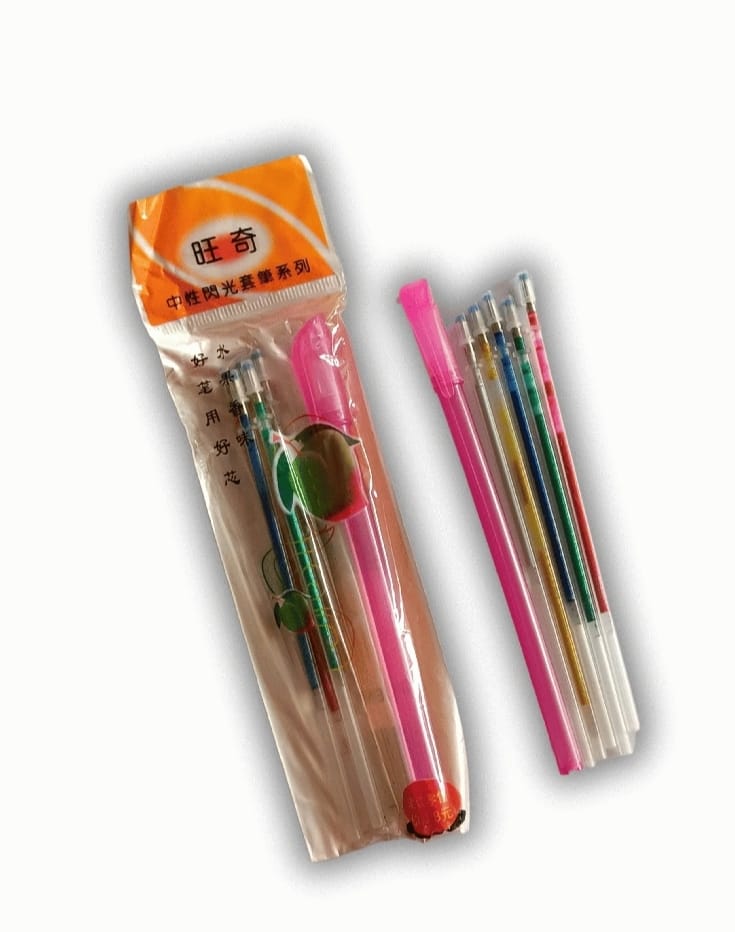 Glitter Gel Pen Refills Set ? 5 Multi-Colored Metallic Ink Refills for Smooth Writing &amp; Creative Art