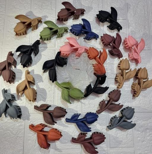 Rose Flower Hair Clips ? Stylish Matte Finish Rose-Shaped Claw Clips for Women &amp; Girls (Assorted Colors, Set of 6)