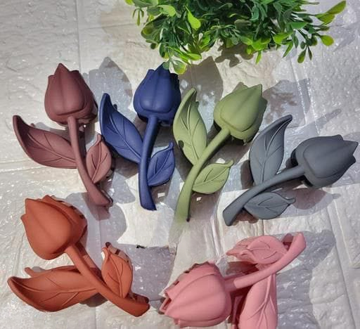 Rose Flower Hair Clips ? Stylish Matte Finish Rose-Shaped Claw Clips for Women &amp; Girls (Assorted Colors, Set of 6)