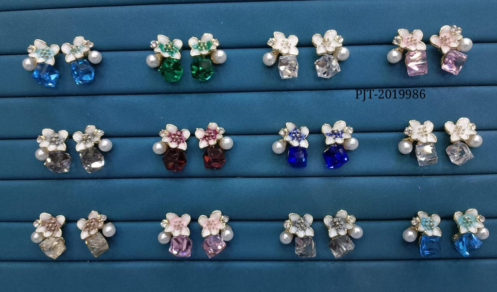 Crystal Flower Korean Earrings ? Elegant Floral Design | Crafted To Perfection With Dazzling Crystal Petals That Catch Every Light Beautifully - PJT986