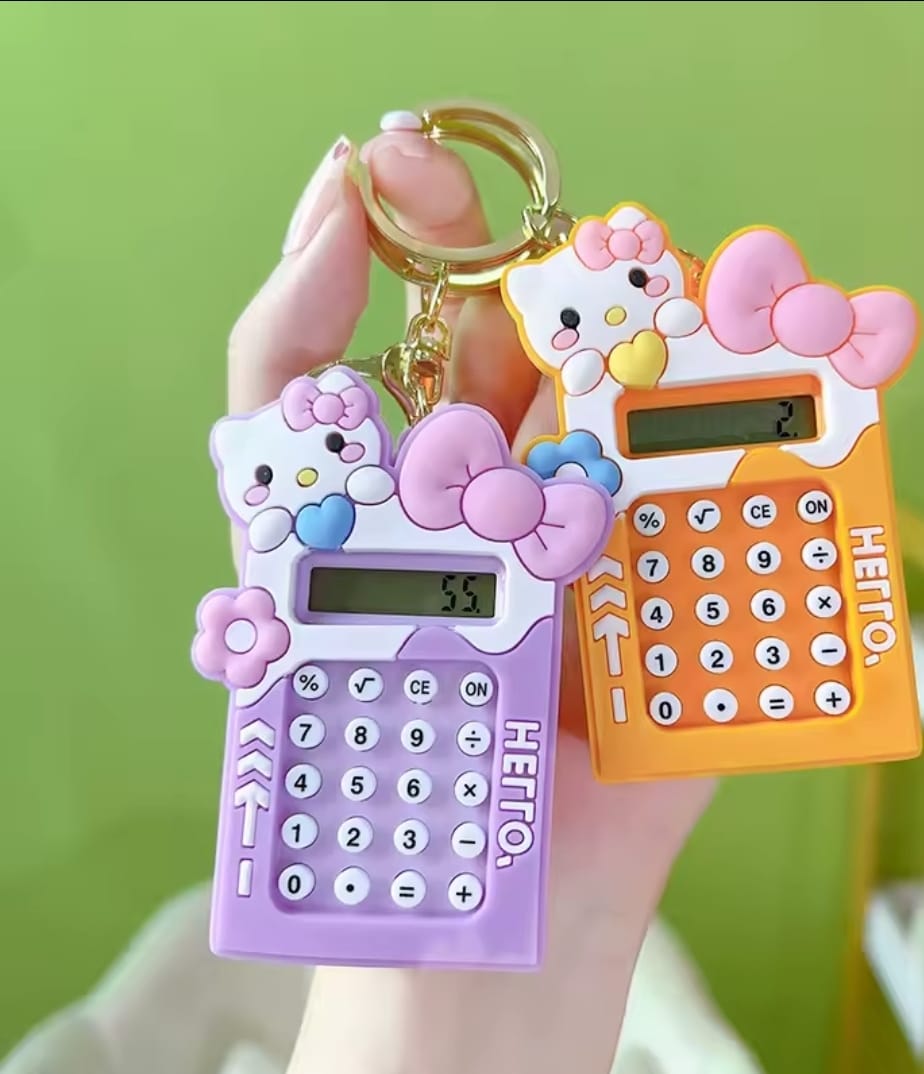 Mini Calculator Keychain ? Cute Pink Kawaii Cartoon Portable Calculator | School &amp; Student Supplies, Stationery Gift (Random color)