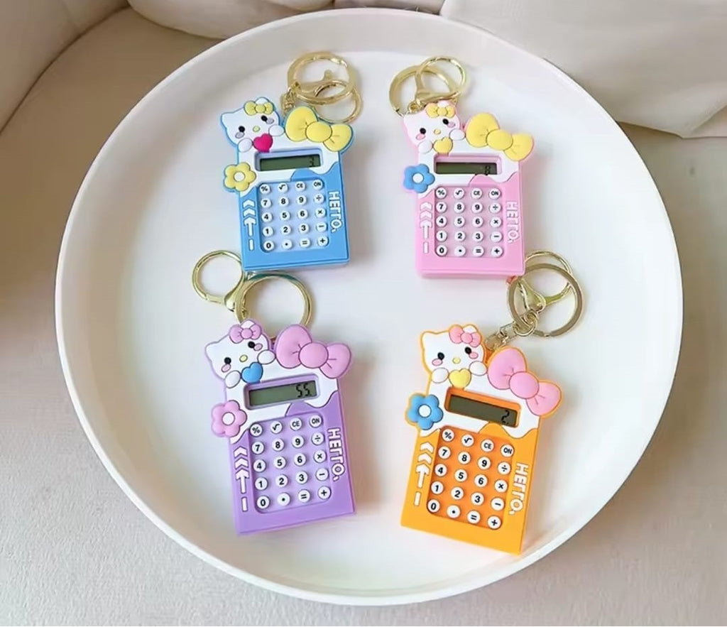 Mini Calculator Keychain ? Cute Pink Kawaii Cartoon Portable Calculator | School &amp; Student Supplies, Stationery Gift (Random color)