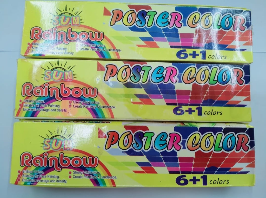 Poster Colours 6 Pack with Free Brush ? Multi-Purpose Watercolor Set for Art, School, and Face Painting