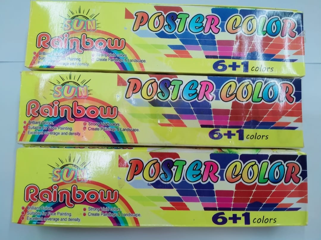 Poster Colours 6 Pack with Free Brush ? Multi-Purpose Watercolor Set for Art, School, and Face Painting