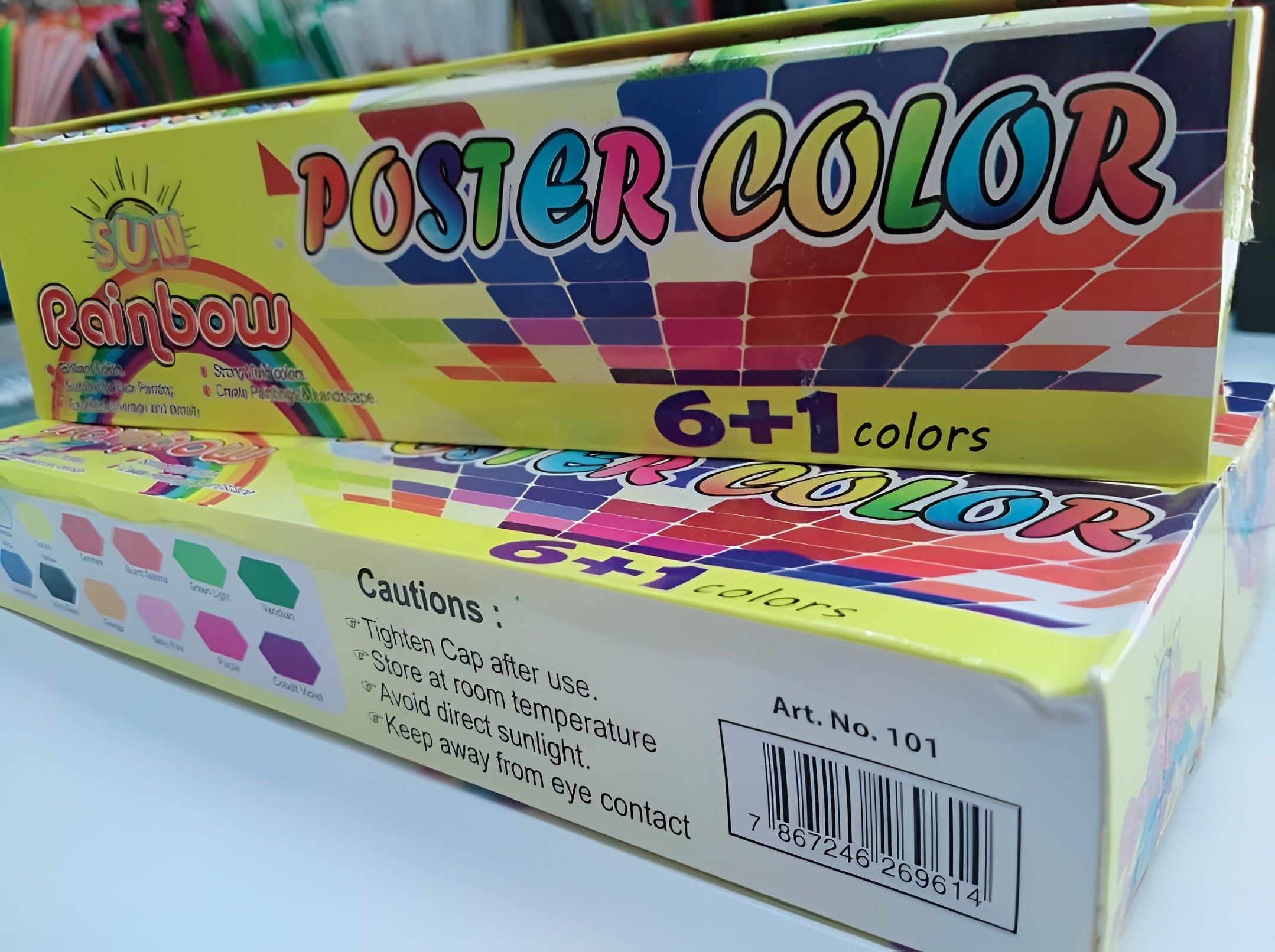 Poster Colours 6 Pack with Free Brush ? Multi-Purpose Watercolor Set for Art, School, and Face Painting