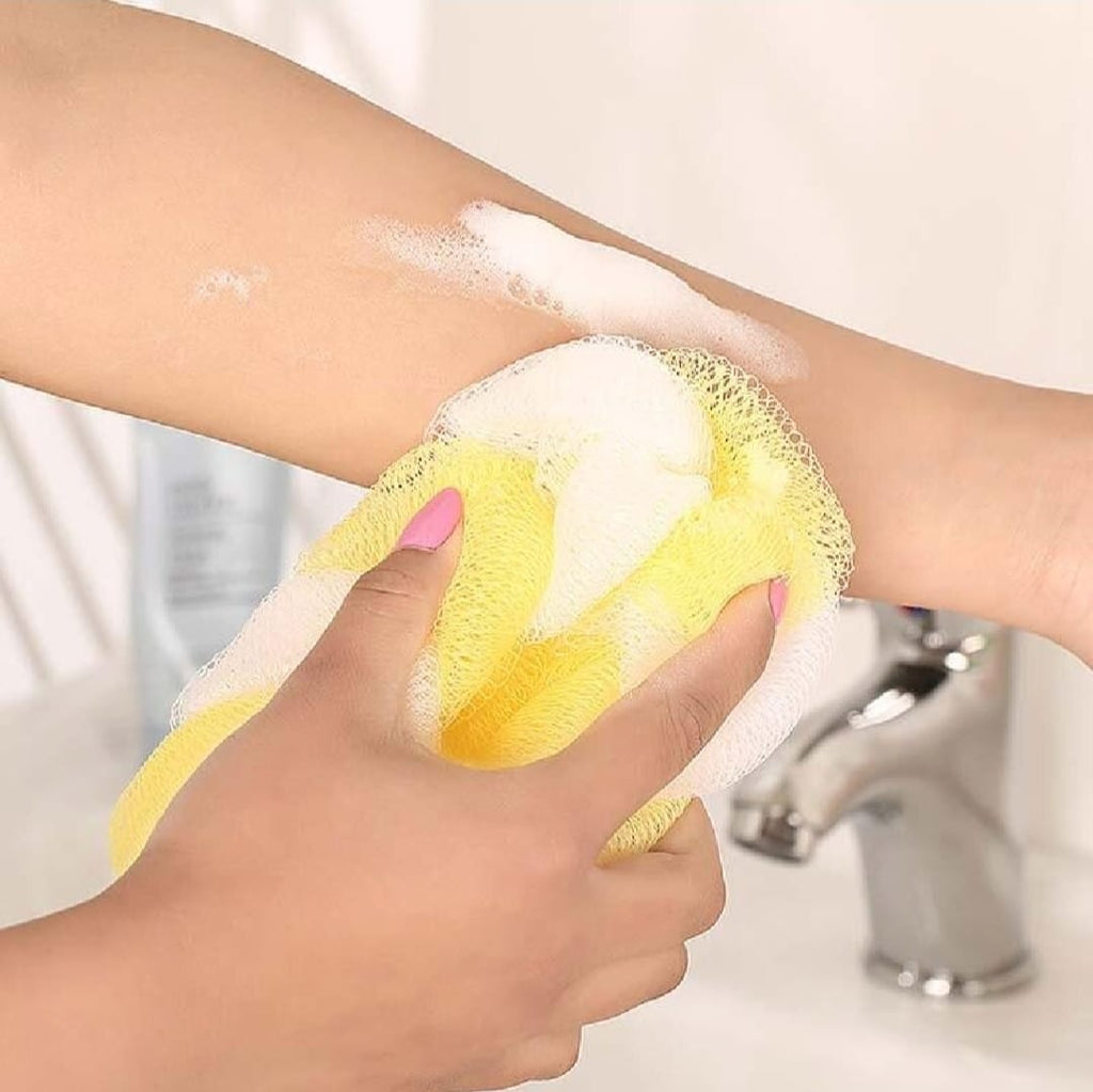 2PCs Wash Brush Bath Back Hanging Mesh Shower Sponge ? Soft Exfoliating Braid Loofah (Random Color)