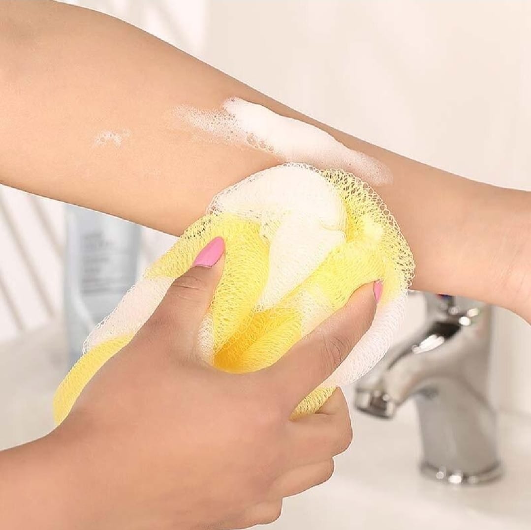 2PCs Wash Brush Bath Back Hanging Mesh Shower Sponge ? Soft Exfoliating Braid Loofah (Random Color)