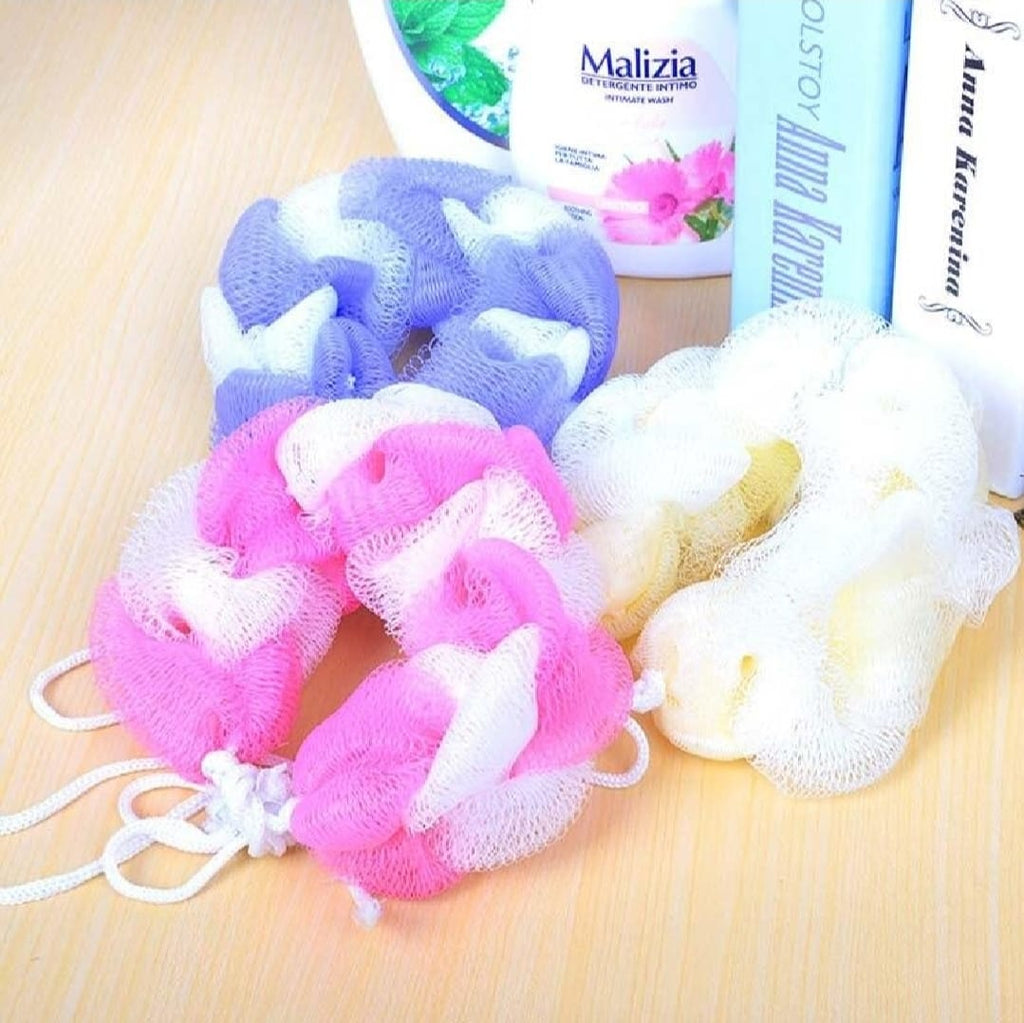 2PCs Wash Brush Bath Back Hanging Mesh Shower Sponge ? Soft Exfoliating Braid Loofah (Random Color)