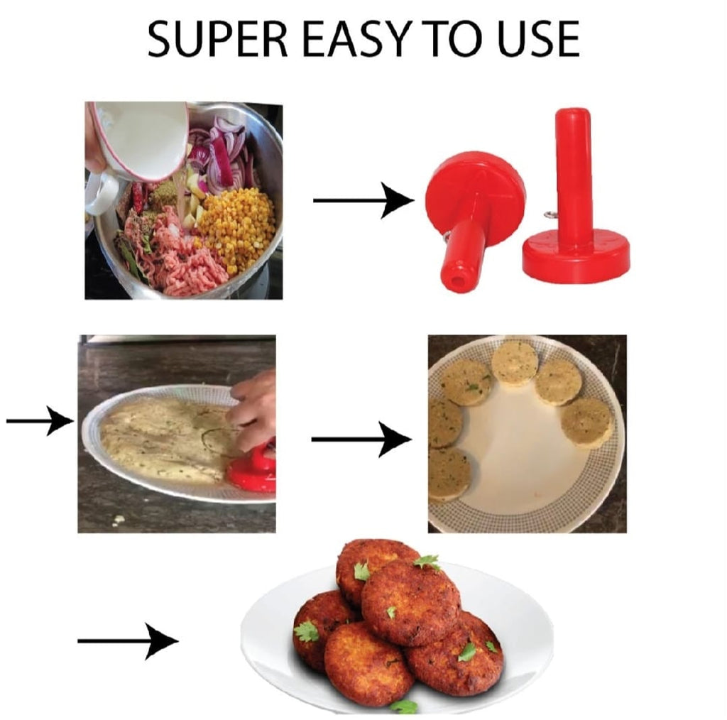 Pack of 2 Shami Kabab Makers ? High-Quality Plastic Saancha for Shami Kabab &amp; Tikki ? Multicolor with White Inner