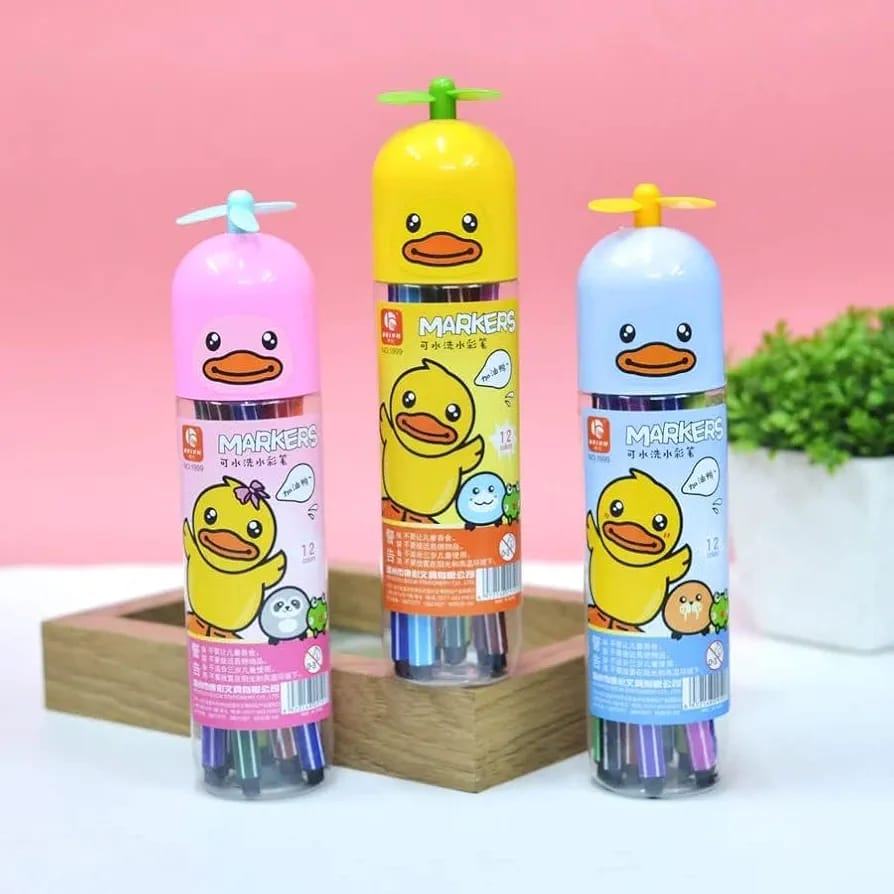 Set of 12 Flomaster Colors ? Yellow/Bird Design ? Kids Drawing &amp; Coloring Markers