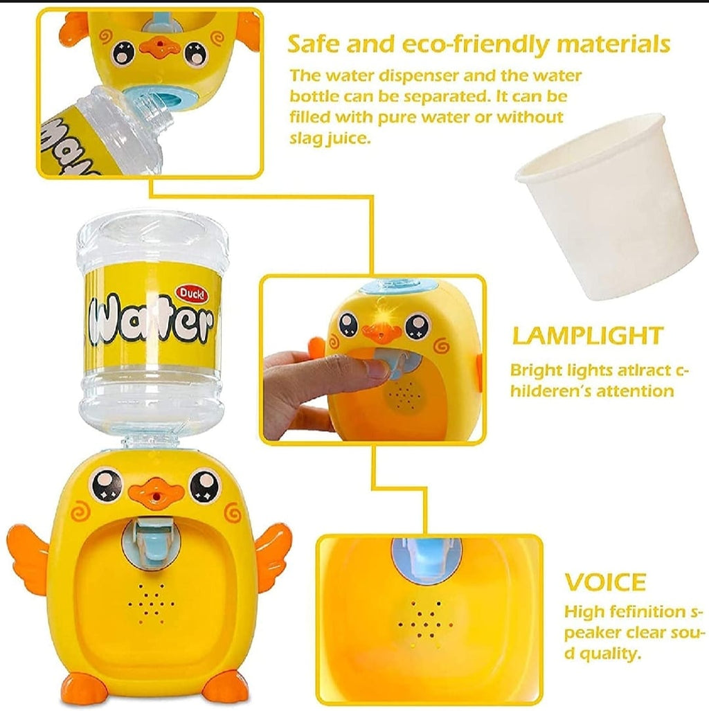 Mini Duck Water Dispenser Toy Drinking Fountain ? Cute Yellow Duck Design with Realistic Water Flow, Eco-Friendly ABS Material, Battery Operated Kids Pretend Play Toy Gift with Cups for Boys and Girls, Age 3