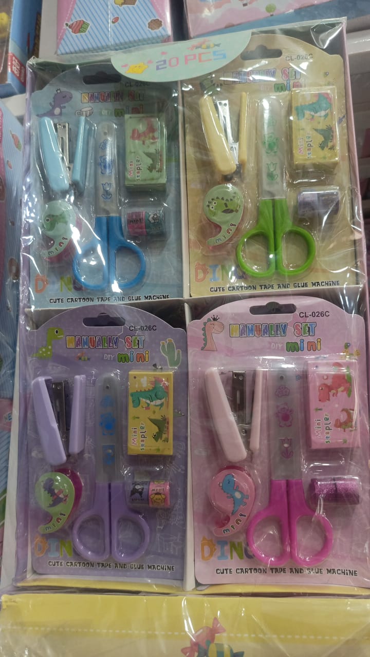 Space-Themed Stationery Set for Students and Office Use ? 6-Piece Desk Organizer Kit with Stapler, Staple Pins, Scissors, Mini Washi Tapes, and Tape Dispenser ? Creative Back-to-School and Gift Set (Random Color)