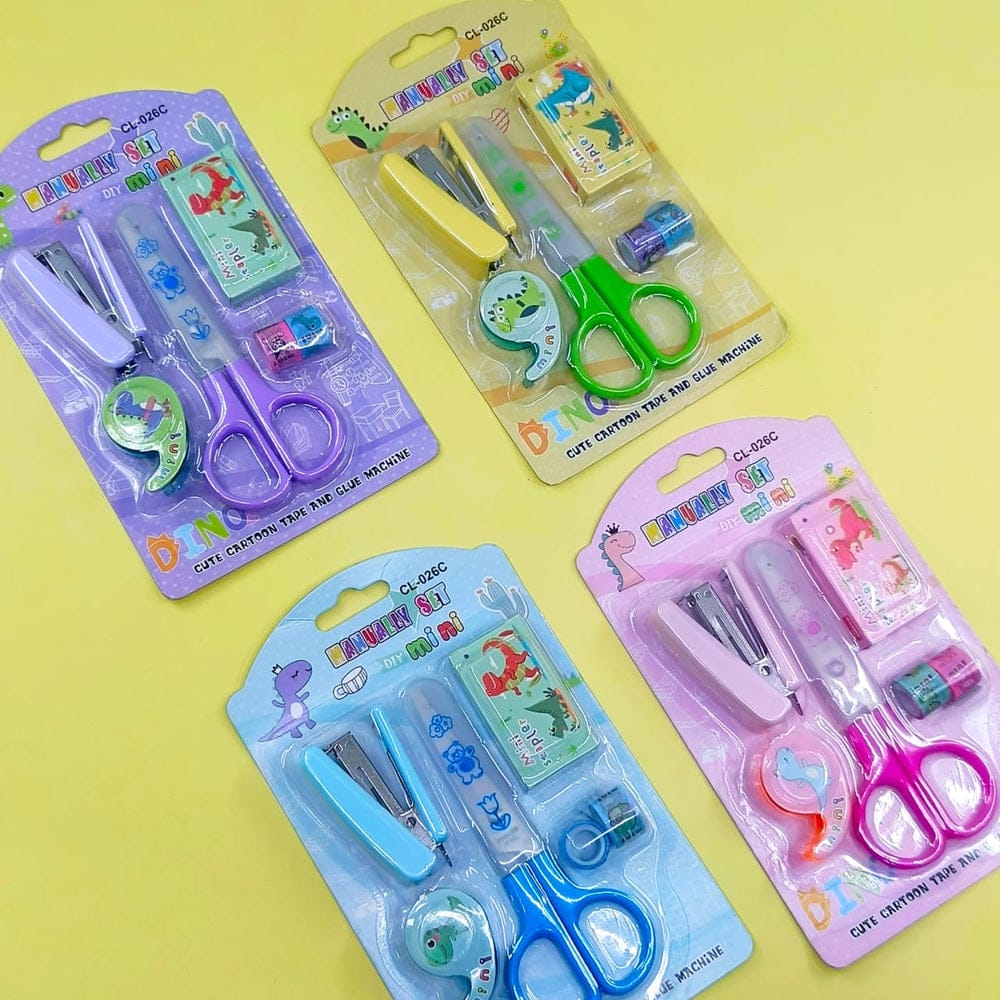 Space-Themed Stationery Set for Students and Office Use ? 6-Piece Desk Organizer Kit with Stapler, Staple Pins, Scissors, Mini Washi Tapes, and Tape Dispenser ? Creative Back-to-School and Gift Set (Random Color)