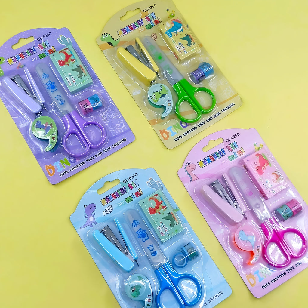 Space-Themed Stationery Set for Students and Office Use ? 6-Piece Desk Organizer Kit with Stapler, Staple Pins, Scissors, Mini Washi Tapes, and Tape Dispenser ? Creative Back-to-School and Gift Set (Random Color)