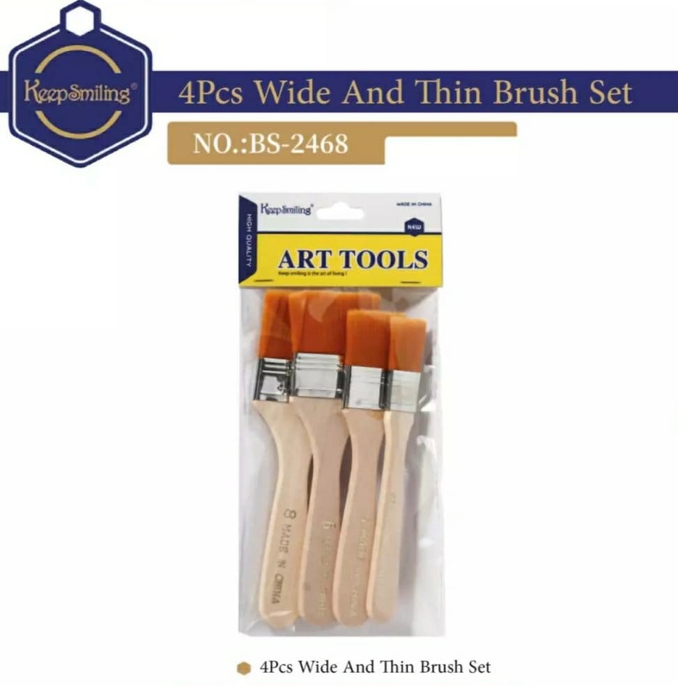 Pack of 4 Nylon Hair Wide and Thin Gesso Base Brushes ? Premium Paint Brushes Set for Artists