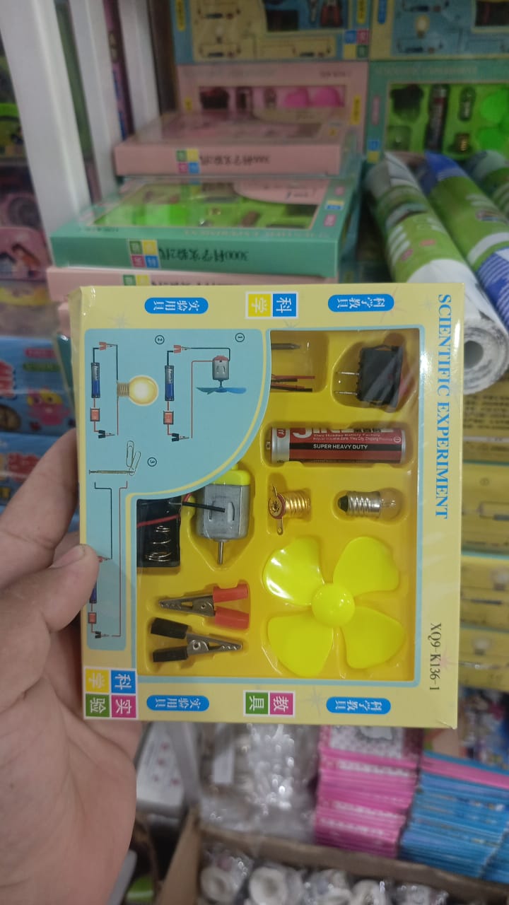 Bulb and Fan Electric Science Experiment Kit for Kids and Adults ? DIY STEM Educational Toy for Physics Projects, Model Building, and Circuit Learning ? Hands-On School Science Experiment Kit with Motor, Fan, Bulb, and Accessories (Random Color)