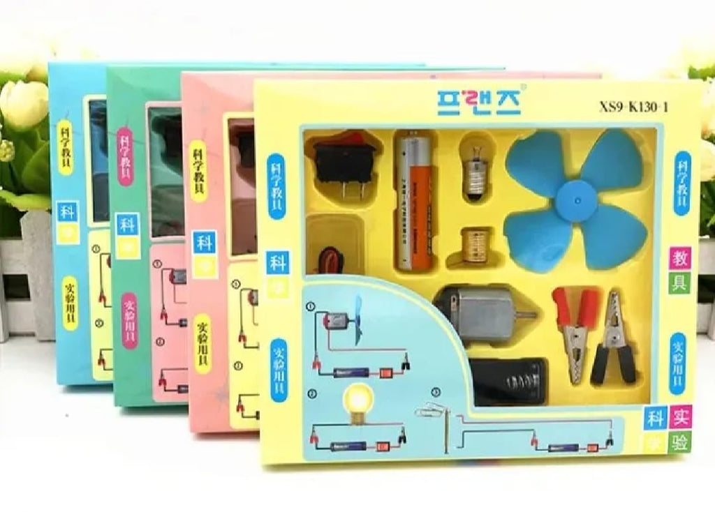 Bulb and Fan Electric Science Experiment Kit for Kids and Adults ? DIY STEM Educational Toy for Physics Projects, Model Building, and Circuit Learning ? Hands-On School Science Experiment Kit with Motor, Fan, Bulb, and Accessories (Random Color)