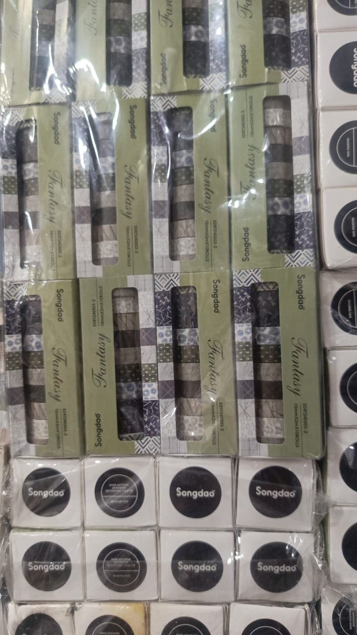 Songdao 10 Rolls Fantasy Washi Tape Set Texture Arts Adhesive Tapes Basic Patterns Decorative Masking Tape Sets for Craft, Kids, Scrapbook, DIY, Gift Wrapping (Style Four)