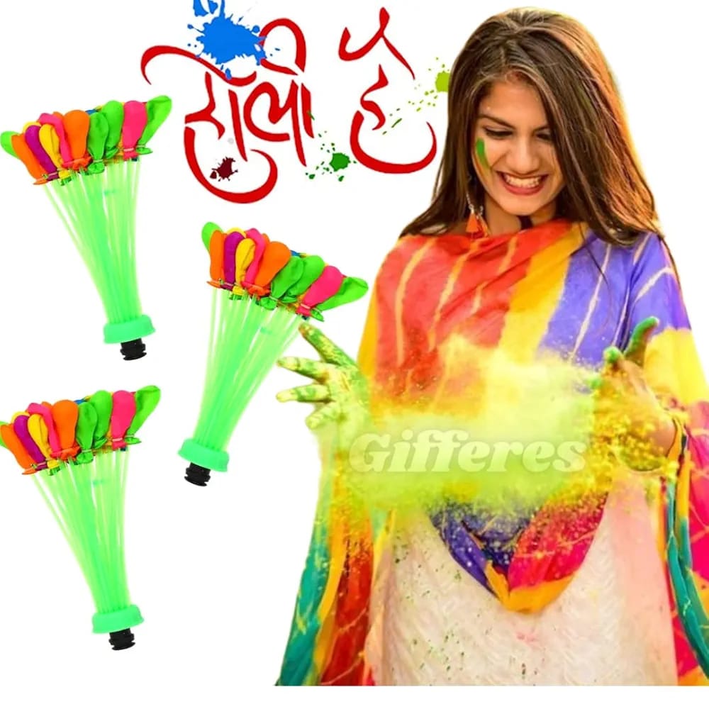 Self-Sealing Water Balloons ? 111 Pcs | Automatic Fill &amp; Tie Magic Balloons with Universal Tap Adapter | Multicolored for Holi &amp; Summer Fun