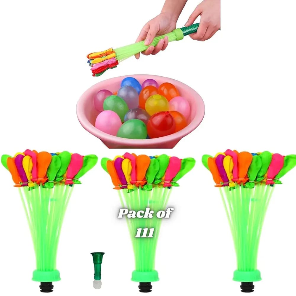 Self-Sealing Water Balloons ? 111 Pcs | Automatic Fill &amp; Tie Magic Balloons with Universal Tap Adapter | Multicolored for Holi &amp; Summer Fun