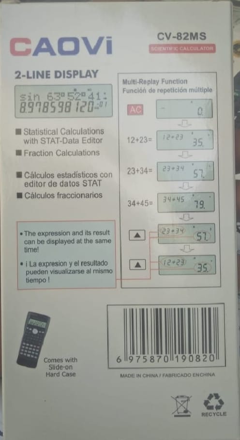 Caovi Scientific Calculator ? Two Line Display, Variables List, Prime Factorization &amp; Random Integers