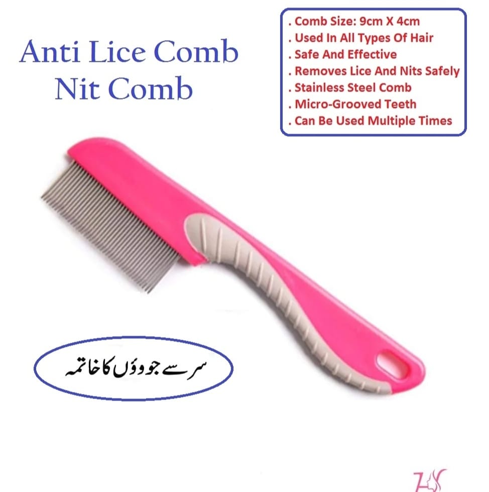 100% Stainless Steel Needles Anti Lice Comb ? Ergonomic Handle, Safe Rounded Tips, Reusable &amp; Clinically Proven for Men &amp; Women (Random color)