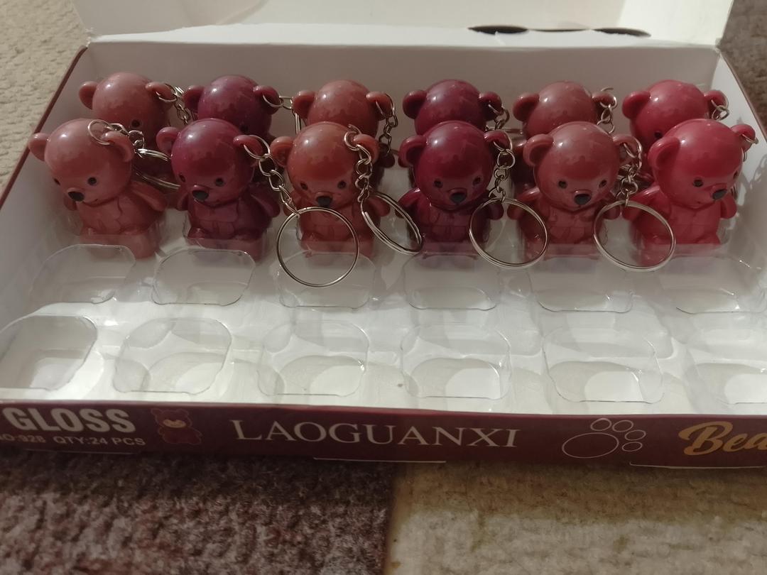 Teddy Bear Keychain Style Lip Gloss ? Cute &amp; Portable, Multicolor Shades (Pack of 2 / Pack of 3 / Pack of 6)