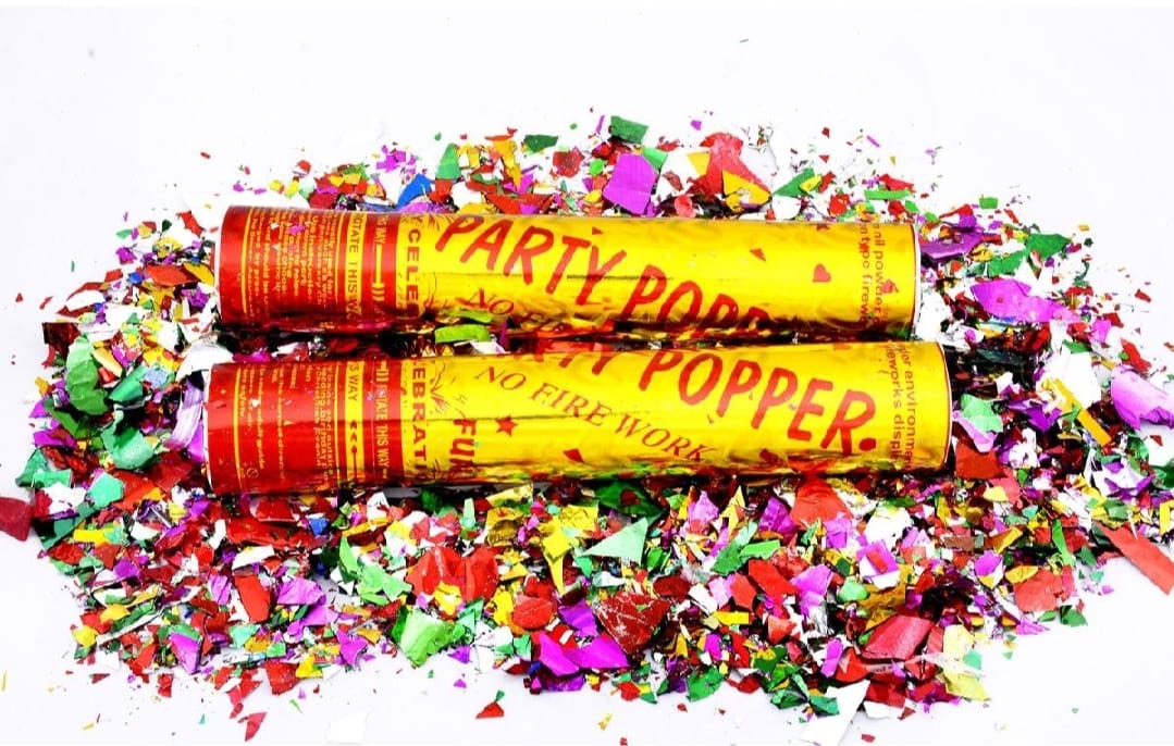 Pack of 2 Party Popper Confetti Filled Rose Party Popper for Birthday, Anniversary, Wedding, Welcome Party, Baby Shower, New Year Celebration and Other Events