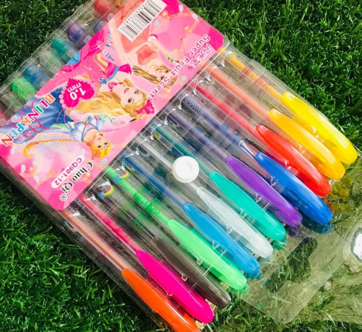 Fruit Scent Gel Glitter Pen ? 1.0mm Smooth Writing with a Sparkle | Pack of 12